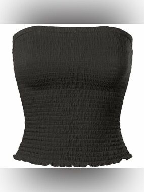 Smock Tube Top Black Fits S
